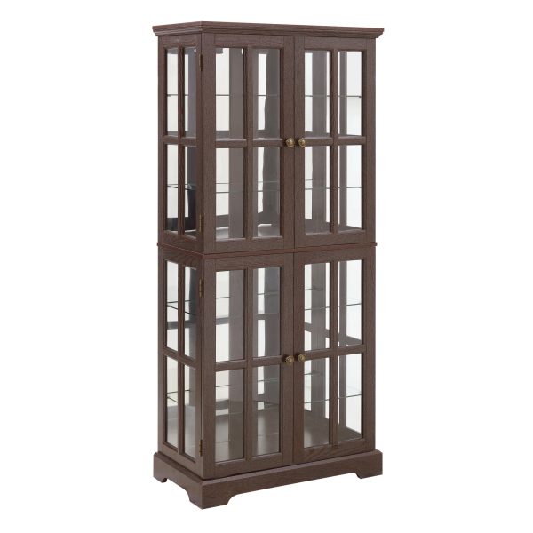 4-245.jpg Vintage Curio Display Cabinet with 4 Glass Doors & Adjustable Shelves, Antique Style Showcase for Collectibles, Home & Office Display Case with E26 Bulb Included