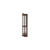 Lighted Glass Corner Curio Cabinet with Adjustable Glass Shelves, Carved Decorative Display & Wine Cabinet Featuring Built-in Light Bar