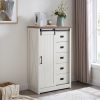 4-257.jpg 5-Drawer Dresser with Sliding Barn Door, Modern Farmhouse Tall Chest of Drawers, Versatile Storage Organizer for Bedroom, Hallway and Living Room