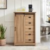 4-268.jpg 5-Drawer Dresser with Sliding Barn Door, Farmhouse Modern Tall Chest of Drawers, Multi-Purpose Storage Organizer for Bedroom, Hallway, Living Room & Kids Room