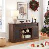 4-289.jpg Embossed Pattern TV Stand & Media Console C Features Open/Closed Storage Space and Sliding Door, Suitable for Living Room & Bedroom