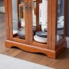 Lighted Glass Curio Display Cabinet with Wooden Frame, Glass Storage & Wine Cabinet, Toy Display Case for Living Room, Kitchen & Pantry C Bulb Included