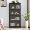 4-Tier Glass Display Cabinet with Flip-Up Glass Doors, Collectors Showcase & Toy Figure Organizer Rack, Bookcase for Living Room