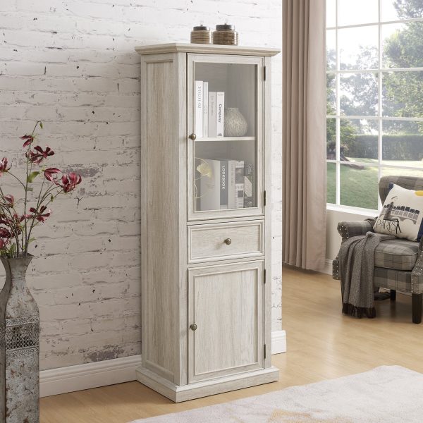 4-297.jpg Tall Freestanding Storage Cabinet with Glass Door, Shelves & Drawer C Versatile Sideboard for Living Room, Kitchen & Dining Room