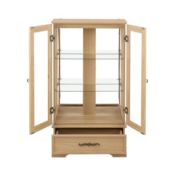 4-299.jpg Lighted Glass Curio Cabinet with Adjustable Glass Shelves, 2 Doors, 1 Drawer & Included Light Bulb