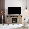 Farmhouse Barn Door TV Media Stand, Modern Entertainment Console for TVs Up to 65" with Open & Closed Storage