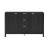 4-31.jpg Wave-Design Storage Sideboard with 3 Adjustable Shelves, 3 Drawers & Soft-Close Doors, Metal Handle Accent Console Table for Study, Hallway & Living Room, Available in 3 Colors