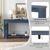 59.8'' Modern Farmhouse Console Table with Oak Veneer, 3 Drawers & Lower Shelf, Semi-Circular Design Wood Sofa Table, Ideal for Living Room, Hallway, Entryway, Foyer & Corridor