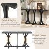 59.8'' Wooden Console Table with Oak Veneer Tabletop, Farmhouse Entryway Table with Slender Curved Rubber Wood Legs, Ideal for Living Room, Entryway, Hallway & Dining Areas