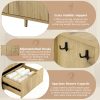 Modern Wave-Pattern Storage Sideboard with 3 Drawers, Large-Capacity Buffet Cabinet with Built-in Hooks & Extra Center Support Leg, Suitable for Living Room, Entryway & Hallway