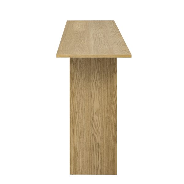 4-50.jpg Modern Curved-Design Console Table with Ash Veneer & Open Storage Shelf, Perfect for Entryway, Hallway, Living Room, Foyer and Corridor