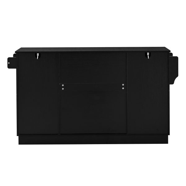 54.3" Sideboard Buffet Cabinet with Large Storage Capacity, 4 Doors & 1 Drawer, Melamine-Finished MDF Storage Cabinet with Adjustable Shelves, Aluminum Alloy Handles, Side Shelves and Hanging Rod for Dining Room