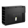 47.2" Wine Bar Cabinet with Foldable Tabletop & Built-in Power Outlet, Counter Height Bar Table with Wine Rack & Glass Holder, Double-Door Buffet Sideboard with Open Side Shelves (Chairs Not Included)