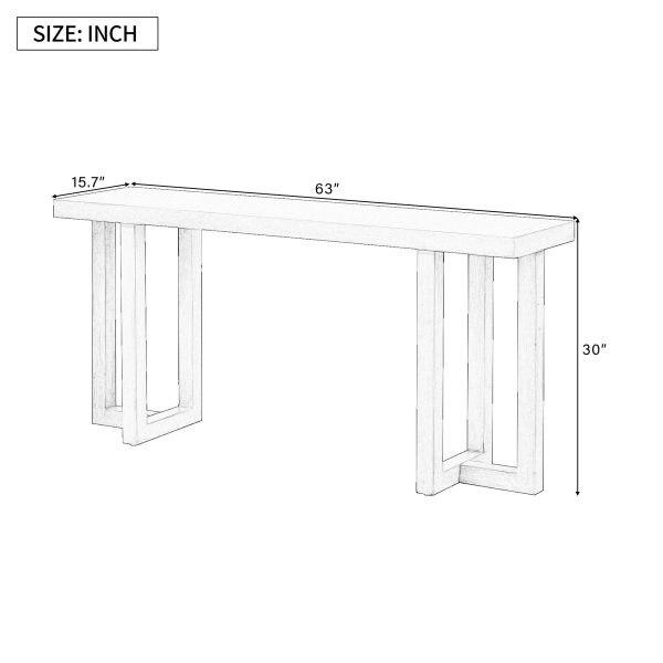 Geometric Design Console Table with Sturdy Solid Pine Wood Legs, Perfect for Entryway, Hallway, Living Room and Bedroom