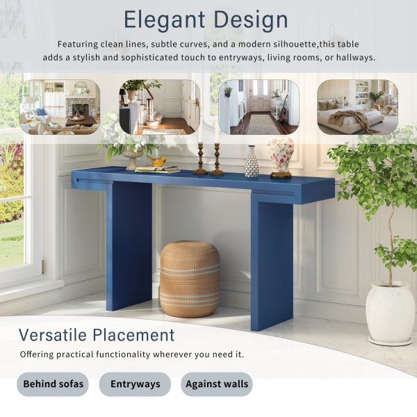 4-58.jpg Large 60-Inch Console Table with Geometric Clean-Line Design, Stylish Painted Entryway Table with Adjustable Leveling Feet, Perfect for Living Room, Entryway & Hallway