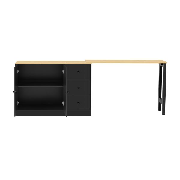 89.7'' Wooden Sideboard with Extendable Tabletop, Multifunctional Storage Cabinet with 2 Doors & 3 Drawers for Living Room, Study, Foyer & Kitchen