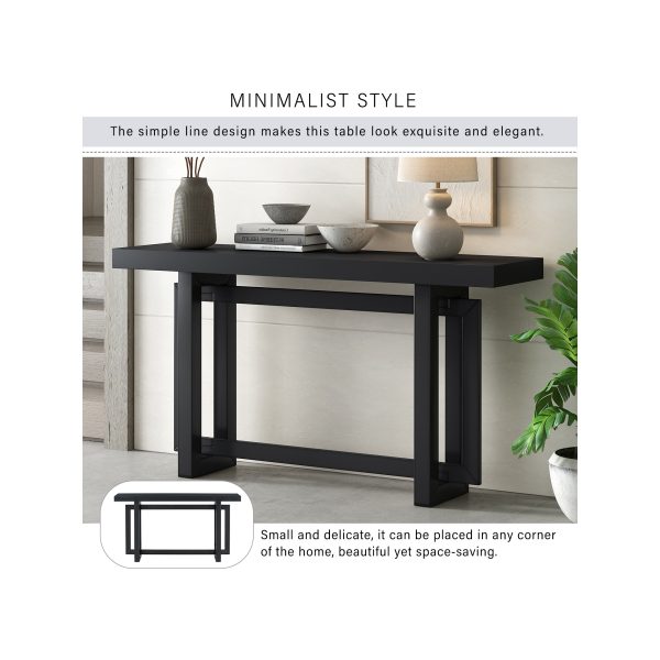 59.1'' Extra Long Painted Console Table with Pine Veneer, Unique Triple Rectangle Design and Thick Pine Wood Legs, Versatile for Entryway, Living Room and Kitchen