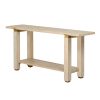 62.9" Modern Minimalist Console Table, Solid Wood Entryway & Sofa Table with Metal Decor Accents and Integrated Storage Shelf, Ideal for Living Room and Hallway