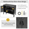 4-72.jpg Adjustable Shelf Storage Sideboard with 3 Vintage Metal Handles & 4 Solid Pine Wood Legs, Perfect for Entryway, Living Room, Study and Dining Room