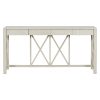 60-Inch Acacia Veneer Console Table | 4 Spacious Drawers + Open Bottom Storage, Modern Crisscross Design, Farmhouse Style Sofa Table Suitable for Living Room, Kitchen, Dining Room & Hallway