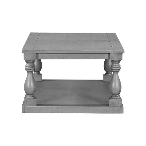 Vintage Coffee Table with Artistic Vase Column Legs & Premium Pine Veneer, Timeless Charm for Living Room and Study