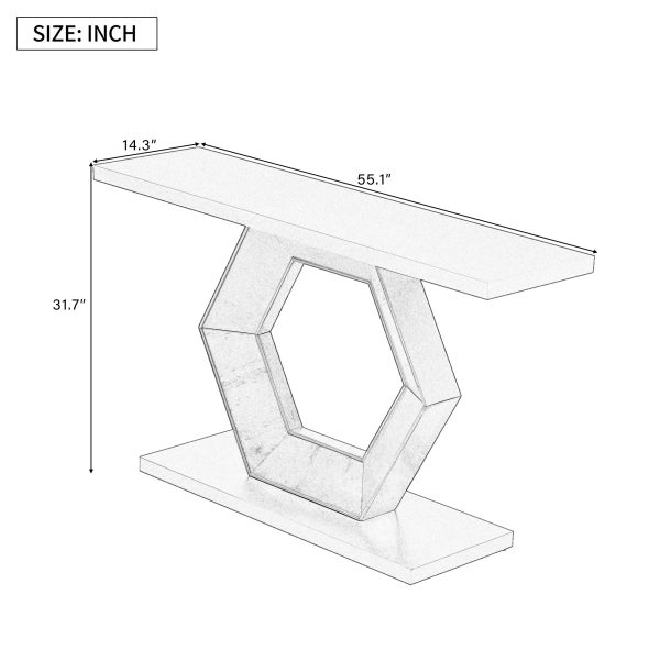 4-84.jpg Modern Entryway Table with Innovative Hollow Hexagonal Legs & Premium Fir Veneer, Elegant Accent Table for Hallway, Entryway and Living Room