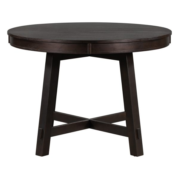 Farmhouse Round Extendable Dining Table with 16-Inch Leaf C Wood Kitchen Dining Table