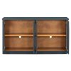 4-Door Arched Buffet Cabinet with Glass Doors & Large Storage, Adjustable Shelves for Kitchen, Dining Room & Living Room