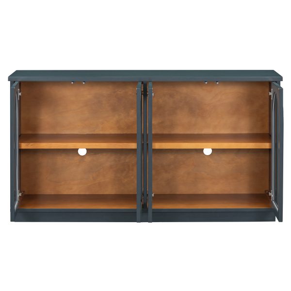 4-Door Arched Buffet Cabinet with Glass Doors & Large Storage, Adjustable Shelves for Kitchen, Dining Room & Living Room