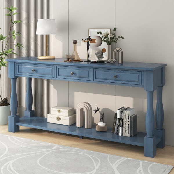 63" Long Console Table with Drawers & Shelf for Entryway, Hallway and Living Room