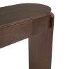 Natural Wood Grain Entryway Console Table with Fluted Design, Oval Top & 2 Drawers for Hallway & Living Room