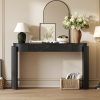 Natural Wood Grain Entryway Console Table with Fluted Design, Oval Top & 2 Drawers for Entryway & Living Room