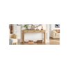 Rustic Console Table with Safety Curved Corners, 3 Concealed Drawers & Thick Sturdy Legs for Entryway, Hallway & Living Room