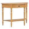 Farmhouse Half Moon Console Table with Drawer & Shelf, Rustic Accent Sofa Table for Entryway, Living Room, Hallway & Foyer