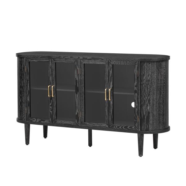 5-106.jpg Farmhouse Wood Sideboard Buffet Cabinet with Glass Doors & Adjustable Shelves for Kitchen, Dining Room & Living Room