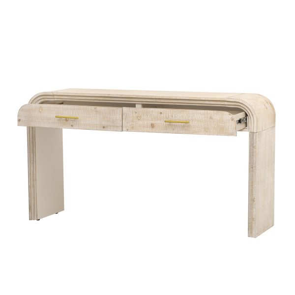 Unique Retro Silhouette Open-Style Console Table with Two Top Drawers for Entryway, Dining Room & Living Room