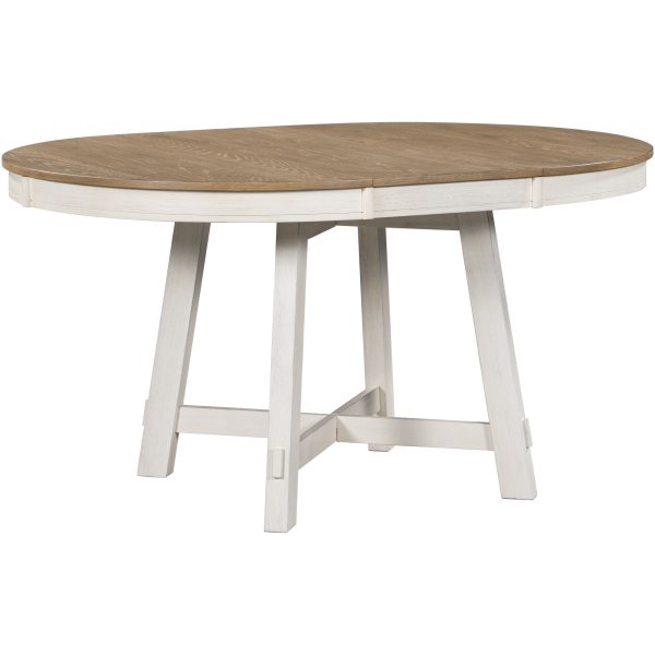 Farmhouse Round Extendable Dining Table with 16" Removable Leaf, Wooden Kitchen Table