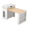 5-118.jpg Multifunctional Extendable Dining Table with Folding Top, Bar Table & Kitchen Island with Drawers, Power Outlet, Wheels and Hooks, Versatile Sideboard for Kitchen & Dining Room