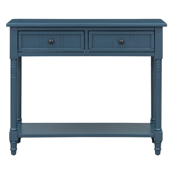 Traditional-Style Console Table C Daisy Collection with Dual Drawers & Bottom Shelf