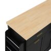5-121.jpg Multifunctional Kitchen Storage Sideboard with Trash Can Storage, Sliding Door Cabinet & 3-Tier Spice Rack, Versatile Kitchen Island for Kitchen & Dining Room