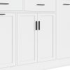 5-122.jpg Multifunctional Storage Sideboard & Kitchen Island with Trash Can Compartment, Sliding Door Cabinet and 3-Tier Spice Rack for Kitchen & Dining Room