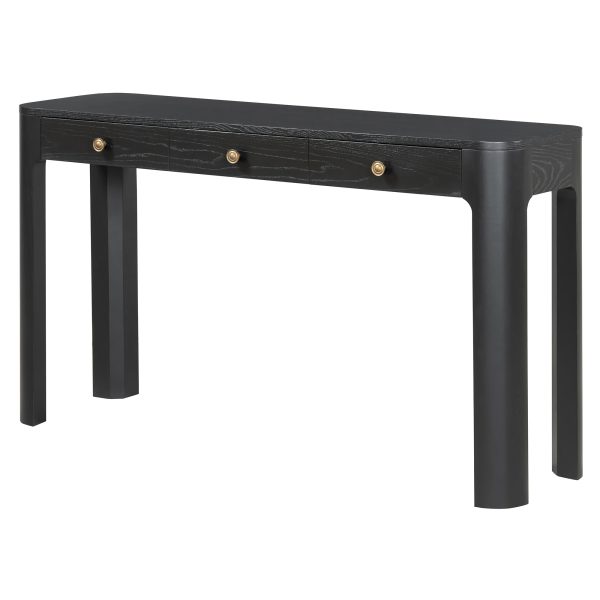 5-123.jpg Rustic Console Table with Curved Safety Edges, 3 Hidden Drawers & Thick Sturdy Legs, Versatile Sofa Table for Entryway, Hallway & Living Room