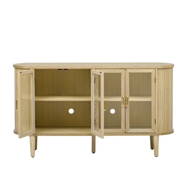 5-124.jpg Farmhouse Wood Sideboard Buffet Cabinet with Glass Doors & Adjustable Shelves, Multi-Purpose Storage Cabinet for Kitchen, Dining Room & Living Room
