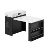 5-128.jpg Extendable Dining Table with Folding Tabletop, Bar Table with Drawers & Power Outlet, Rolling Kitchen Island with Hooks, Multi-Purpose Sideboard for Kitchen & Dining Room
