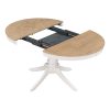 5-Piece Retro Dining Set C Round Extendable Wood Dining Table with 4 Upholstered Dining Chairs