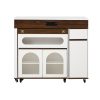 5-130.jpg Extendable Dining Table with Extra-Long Folding Top, Rolling Kitchen Island with Drawers, Power Outlet & Brake Lock, Storage Cabinet for Kitchen & Dining Room
