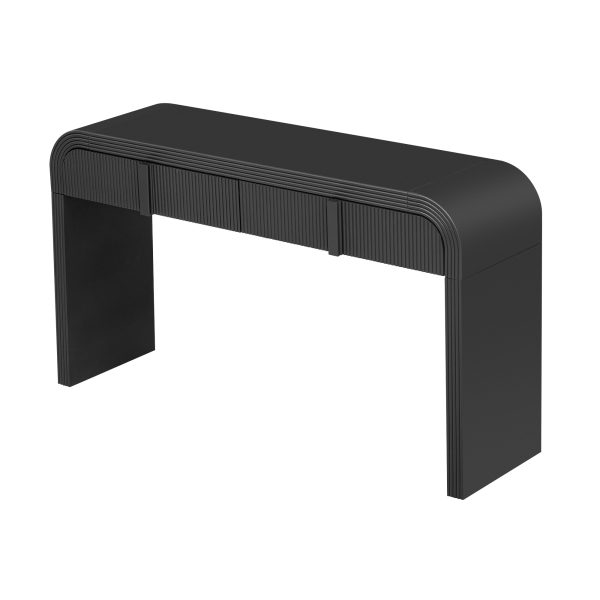 Modern Console Table with 2 Storage Drawers, Fluted Panel Entryway Table with Rounded Edges for Hallway, Living Room & Entryway
