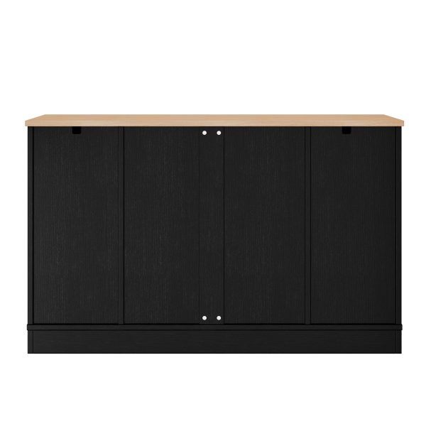 Multi-Functional Storage Sideboard & Extendable Dining Table with Adjustable Shelves, 3-Tier Pull-Out Rack, Kitchen Island for Kitchen, Dining Room & Living Room