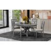 5-137.jpg 5-Piece Retro Functional Dining Set, Extendable Round Table with 4 Upholstered Chairs for Dining Room & Living Room