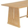 5-139.jpg 6-Piece Rustic Farmhouse Dining Set, Wire Brushed Rectangular Table with Trapezoid Legs, 4 Linen-Upholstered Chairs & 1 Padded Bench for Dining Room & Kitchen